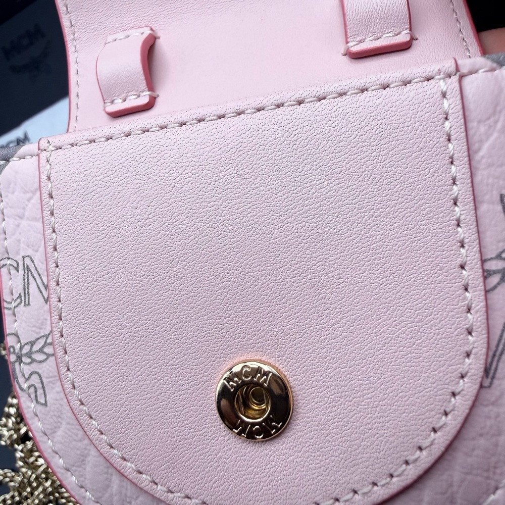 MCM Pink Leather Mini Belt Bag Crossbody - Picture 9 of 13